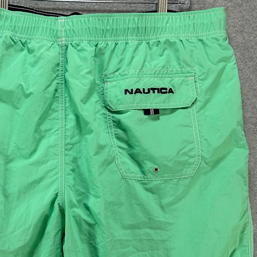 Nautica Swim Trunks T91000 Mens XXL Mint Sprig Nylon Beachwear Prep